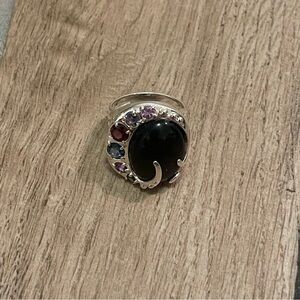 Carolyn Pollack Sterling Silver Rainbow Obsidian Moondance Womens Ring Size 7.5